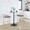 Charlotte Glam 26" Glam/art Deco Fixed-Height Counter Stool with Swivel in Gold Metal and Grey Velvet with Round Footrest- Set of 2 — lifestyle photo 4