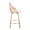Charlotte counter stool in Whitewashed Wood, Chrome Metal, Cream Fabric, side view, featuring swivel and upholstered seat