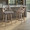 Charlotte counter stool in Light Grey Wood, Grey PU, Black Metal, featuring swivel and upholstered seat