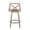 Charlotte counter stool in Light Grey Wood, Grey PU, Black Metal, back view, featuring swivel and upholstered seat