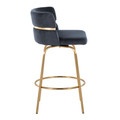Cinch counter stool in Gold Metal, Black Velvet, side view, featuring swivel and metal footrest