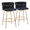 Cinch 26" Contemporary Fixed-Height Counter Stool with Swivel in Gold Metal and Black Velvet with Round Footrest- Set of 2 — pair view