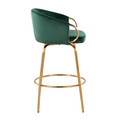 Claire counter stool in Gold Steel, Green Velvet, side view, featuring swivel