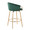 Claire Contemporary/Glam Counter Stool in Gold Steel and Green Velvet- Set of 2 — rear three-quarter view