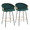Claire Contemporary/Glam Counter Stool in Black Metal and Emerald Green Velvet with Gold Metal Accent- Set of 2 — pair view