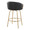 Claire counter stool in Gold Metal, Black PU, back and side view, featuring swivel