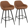 Clubhouse Contemporary 26" Counter Stool with Black Frame and Brown Vintage Faux Leather- Set of 2 — pair view