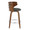 Cosi counter stool in Walnut Wood, Charcoal Fabric, Chrome Metal, side view, featuring swivel and wood frame
