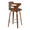 Cosi counter stool in Walnut Wood, Charcoal Fabric, Chrome Metal, back and side view, featuring swivel and wood frame