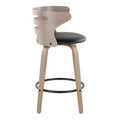 Cosi counter stool in Light Grey Wood, Black PU, Black Metal, side view, featuring swivel and wood frame