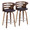 Cosi counter stool in Walnut Wood, Brown PU, Chrome Metal, coordinated set view, featuring swivel and wood frame