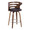 Cosi counter stool in Walnut Wood, Brown PU, Chrome Metal, product view, featuring swivel and wood frame