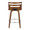 Cosi counter stool in Walnut Wood, Brown PU, Chrome Metal, back view, featuring swivel and wood frame