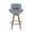 Cosmo counter stool in Walnut Bamboo, Blue Noise Fabric, Black Metal, back view, featuring wood frame and metal footrest