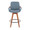 Cosmo counter stool in Walnut Bamboo, Blue Noise Fabric, Black Metal, front view, featuring wood frame and metal footrest
