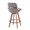 Cosmo counter stool in Walnut Bamboo, Grey Noise Fabric, Black Metal, back and side view, featuring wood frame and metal footrest