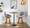 Cosmo counter stool in Walnut Bamboo, Grey Noise Fabric, Black Metal, featuring wood frame and metal footrest
