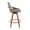Cosmo counter stool in Walnut Bamboo, Grey Noise Fabric, Black Metal, side view, featuring wood frame and metal footrest