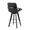 Cosmo Contemporary Fixed-Height Counter Stool with Swivel in Black Wood with Round Gold Metal Footrest and Black Faux Leather Seat- Set of 2 — rear three-quarter view