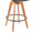 Cosmo 26" Mid-Century Fixed-Height Counter Stool with Swivel in Walnut Bamboo and Brown Faux Leather with Round Black Metal Footrest — detail view (photo 2)