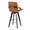 Cosmo 26" Contemporary Fixed-Height Counter Stool with Swivel in Black Wood and Camel Faux Leather with Rounded Gold Metal Footrest- Set of 2 — rear three-quarter view