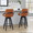 Cosmo counter stool in Black Wood, Camel PU, Black Metal, featuring swivel and wood frame
