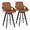 Cosmo counter stool in Black Wood, Camel PU, Chrome Metal, coordinated set view, featuring swivel and wood frame
