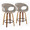 Curvo counter stool in Walnut Wood, Light Grey PU, Black Metal, coordinated set view, featuring swivel and wood frame
