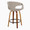 Curvo counter stool in Walnut Wood, Light Grey PU, Black Metal, back and side view, featuring swivel and wood frame
