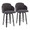Dahlia counter stool in Black Wood, Grey Fabric, Chrome, coordinated set view, featuring swivel and wood frame