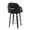 Dahlia Contemporary Counter Stool in Black Wood and Black Velvet with Gold Metal Accent and Round Chrome Footrest- Set of 2 — rear three-quarter view