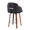 Dahlia counter stool in Walnut Wood, Black PU, Chrome, back and side view, featuring swivel and wood frame