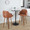 Dahlia counter stool in Walnut Wood, Camel PU, Chrome, featuring swivel and wood frame