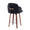 Dahlia counter stool in Walnut Wood, Black Velvet, Chrome, Gold Metal, back and side view, featuring swivel and wood frame