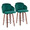 Dahlia counter stool in Walnut Wood, Green Velvet, Chrome, Gold Metal, coordinated set view, featuring swivel and wood frame