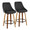 Diana 26" Contemporary Fixed-Height Counter Stool with Swivel in Walnut Wood and Black Faux Leather with Round Black Metal Footrest- Set of 2 — pair view