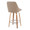 Diana 26" Contemporary Fixed-Height Counter Stool with Swivel in Zebra Wood and Brown Faux Leather with Round Chrome Metal Footrest- Set of 2 — rear three-quarter view