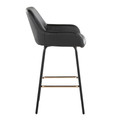 Daniella counter stool in Black Metal, Black Pu, Gold Metal, side view, featuring swivel and metal footrest