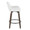 Daniella 26" Contemporary Fixed-Height Counter Stool with Swivel in Walnut Glazed Wood and White Faux Leather with Round Black Metal Footrest- Set of 2 — side view