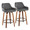 Daniella 26" Contemporary Fixed-Height Counter Stool with Swivel in Walnut Wood and Grey Faux Leather with Round Black Metal Footrest- Set of 2 — pair view