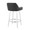 Daniella 26" Contemporary Fixed-Height Counter Stool with Swivel in White Wood and Black Faux Leather with Round Chrome Footrest- Set of 2 — rear three-quarter view
