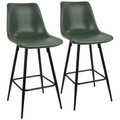 Durango 26" Contemporary Counter Stool in Black with Green Vintage Faux Leather- Set of 2 — pair view