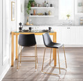 Duke counter stool in Gold Metal, Black PU