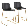 Duke Contemporary Counter Stool in Gold Metal and Black Faux Leather- Set of 2 — pair view