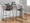Duke 26" Contemporary Fixed-Height Counter Stool in Black Metal and Grey Faux Leather — lifestyle photo 1