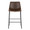 Duke counter stool in Black Metal, Espresso PU, Orange Zig Zag Stitching, front view, featuring metal footrest