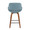 Fabrizzi counter stool in Walnut Wood, Blue Fabric, Black Metal, back view