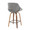Fabrizzi counter stool in Walnut Wood, Grey Fabric, Black Metal, back and side view