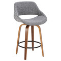 Fabrico Mid-Century Modern Counter Stool in Walnut and Grey Noise Fabric — product view