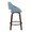 Fabrizzi counter stool in Walnut Glazed Wood, Blue Noise Fabric, Black Metal, side view, featuring swivel and wood frame